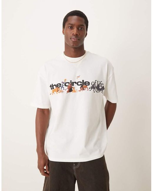 Camiseta Color Piedra Extragrande Con Estampados De "El Rey León" De Disney De -Neutro ASOS de color Natural