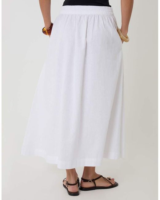 Threadbare White Linen Blend Gathered Midaxi Skirt