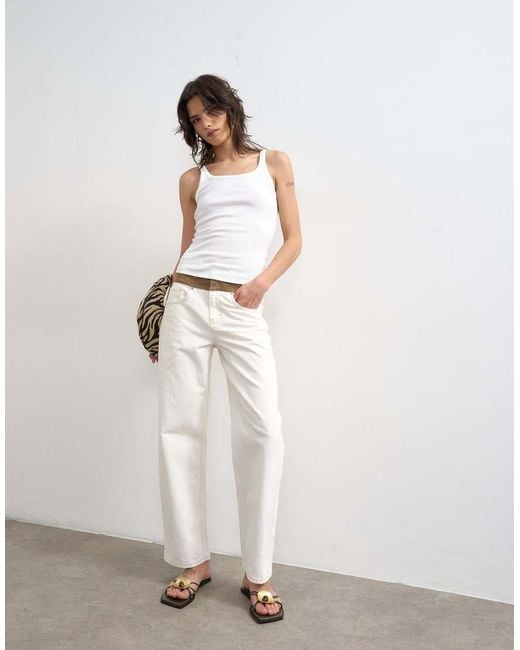 TOPSHOP Multicolor Skinny Strap Scoop Ribbed Tank Top