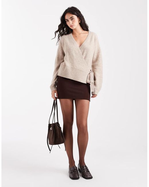 Pieces Natural Tie Side Knitted Jumper