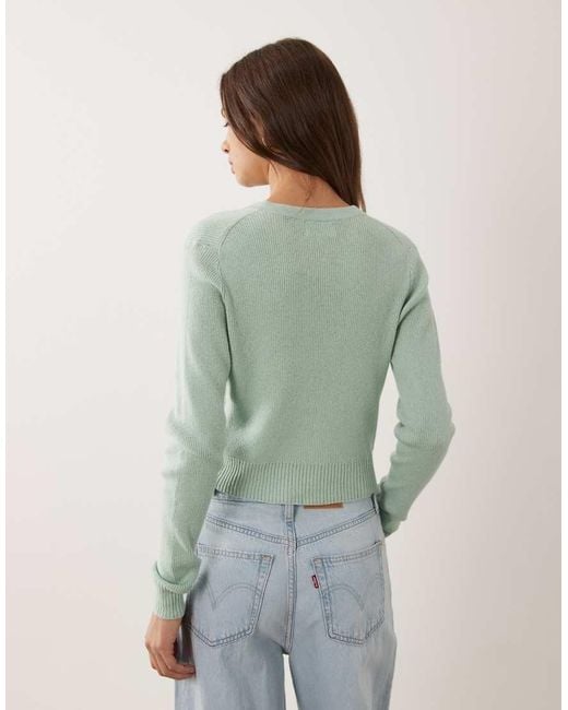 Abercrombie & Fitch Green Knitted Micro Cardigan