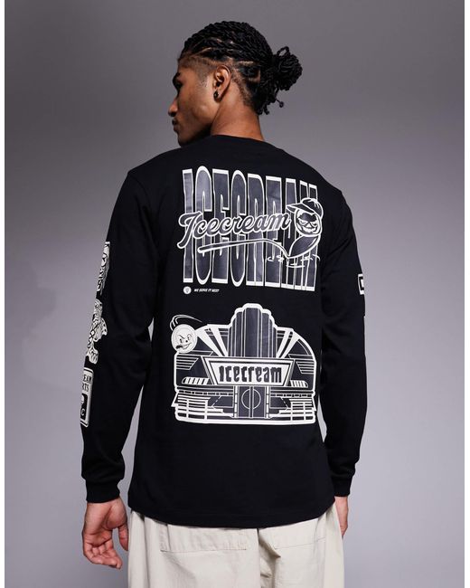 T-shirt à manches longues avec motifs graphiques ICECREAM pour homme en coloris Gray