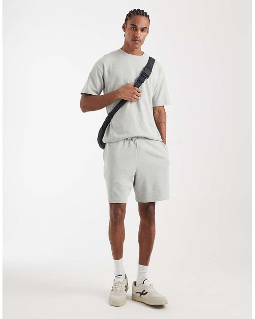 New Look Gray Co-ord Waffle Shorts for men
