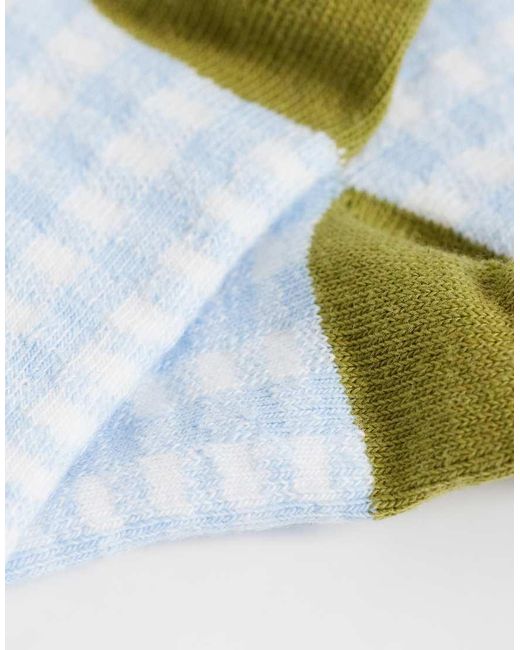 ASOS Blue Asos Deisgn Gingham Socks