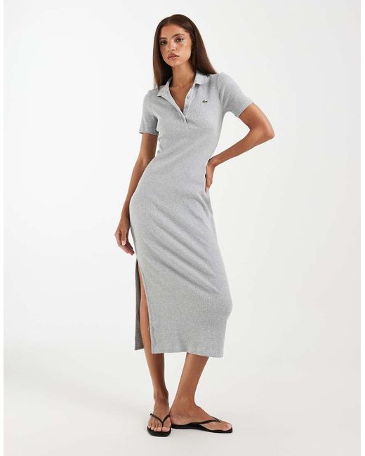 Lacoste White Maxi Jersey Polo Dress