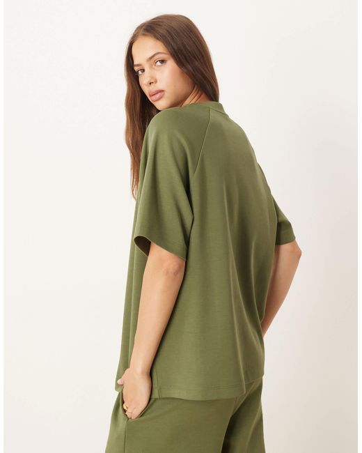 ASOS Interlock Raglan T-shirt in Green | Lyst