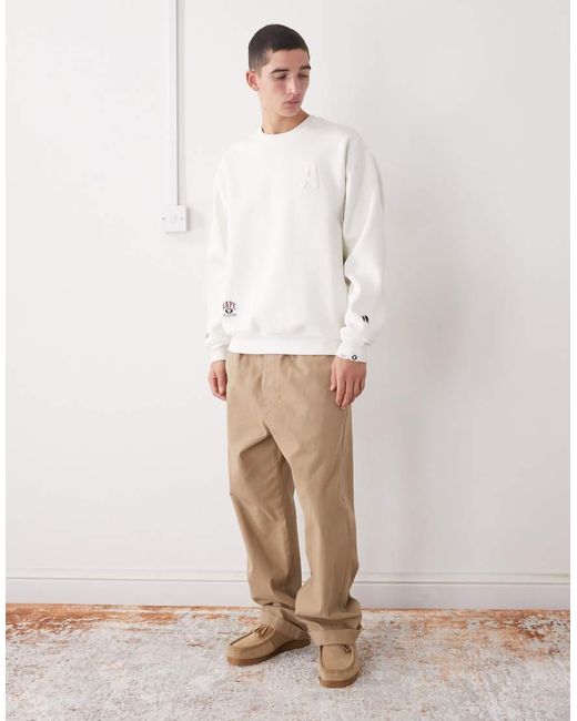 Aape By A Bathing Ape White Aape By A Bathing Ape Crew Neck Sweatshirt With Back Print for men