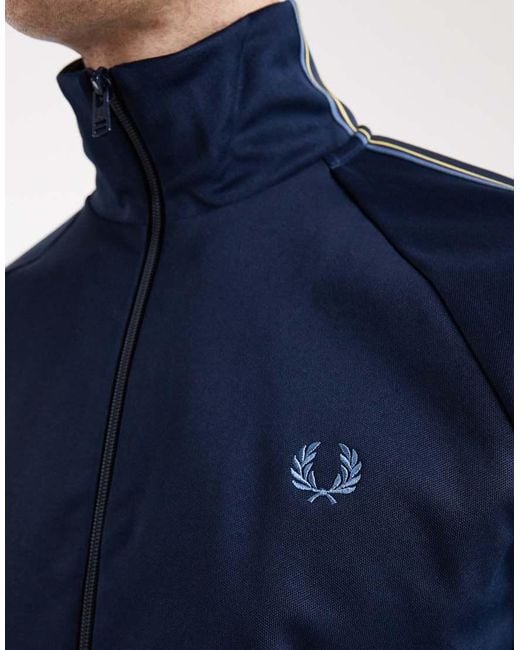 Fred Perry Blue Tramline Tape Logo Track Jacket for men