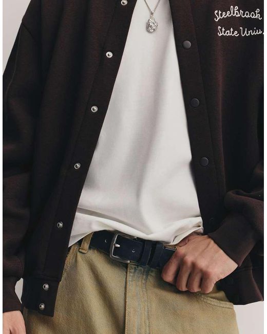Pull&Bear Black Faux Suede Belt for men