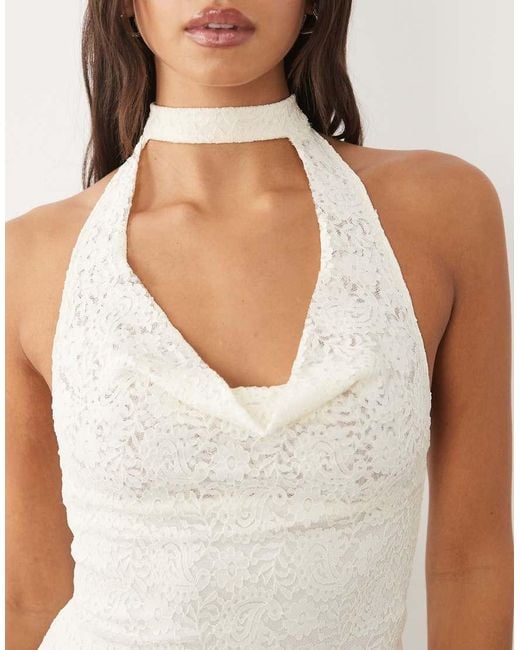 Motel White Samwell Lace Halter Top
