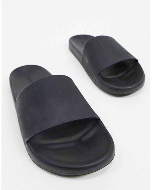 Reiss Black Ashley Pool Sliders for men