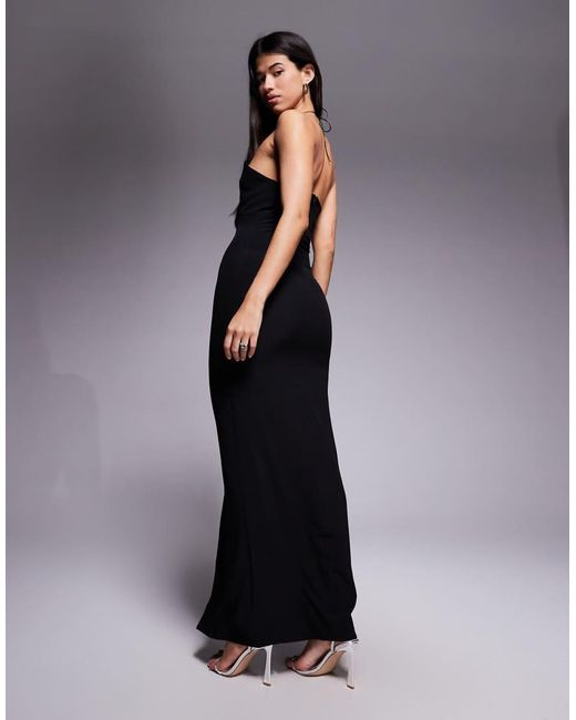 Vesper Blue Strappy Halterneck Maxi Dress With Front Split
