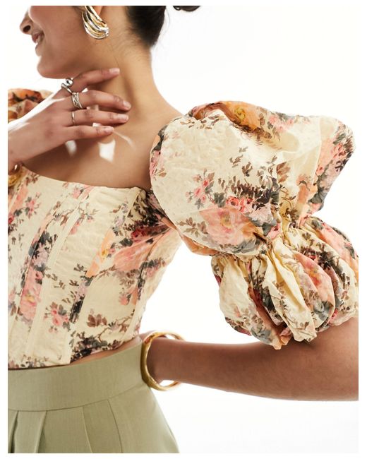 Buster - top corset à manches bouffantes - imprimé à petites fleurs s & Other Stories en coloris Pink