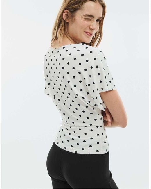 Stradivarius White Short Sleeve Boat Neck T-shirt