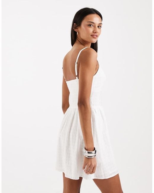 Hollister White Strappy Button Front Mini Dress