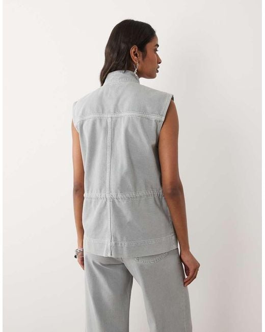 Calvin Klein White Denim Utility Vest