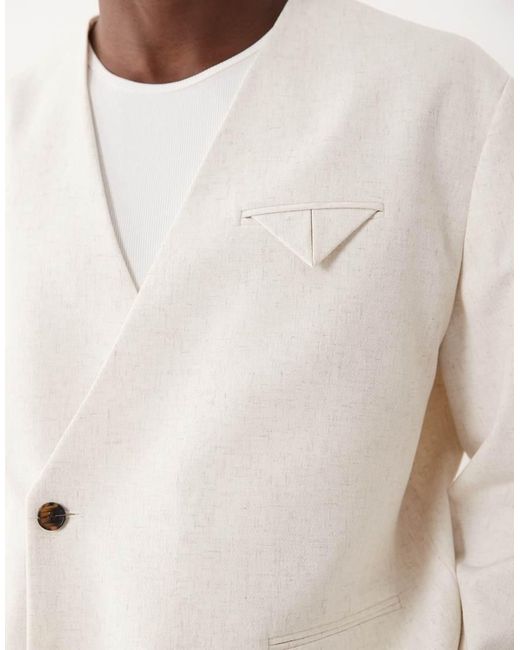 ASOS White Boxy Collarless Suit Jacket for men