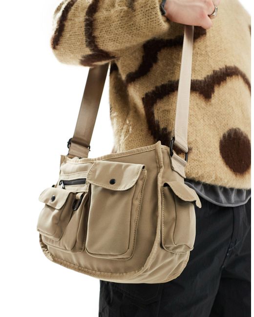ASOS Natural Cross Body Bag With Cargo Pockets for men