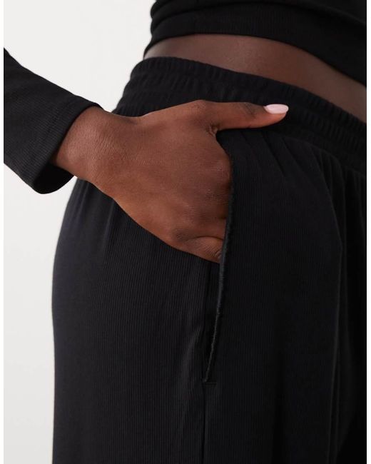 Abercrombie & Fitch Black Ribbed Jersey Balloon Fit Trousers