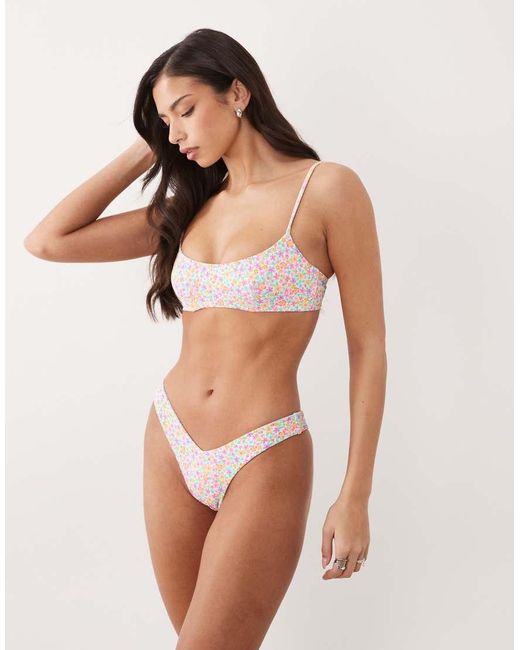 Kulani Kinis Pink Field Trip Underwire Cropped Bikini Top