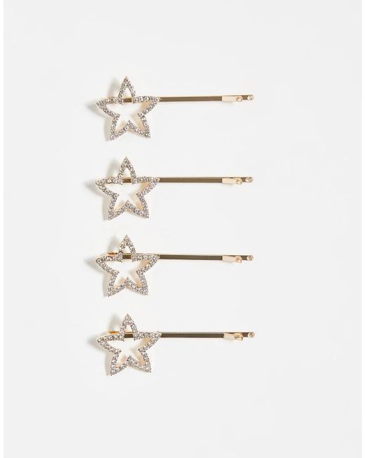 ASOS Set Van 4 Haarspelden Met Kristallen Sterretjes in het White