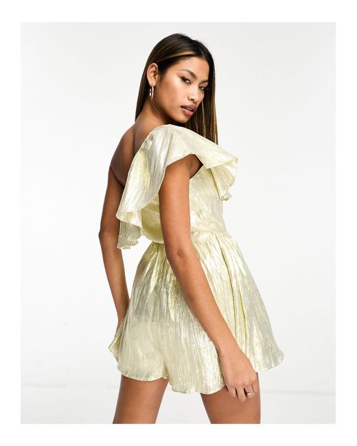 Collective The Label Exclusive One Shoulder Metallic Playsuit
