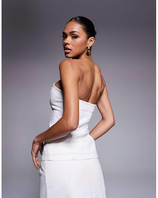 ASOS White Longline Denim Bandeau Waistcoat