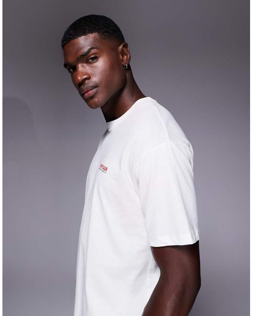 T-Shirt Oversize Crema Con Stampa "Sports Club" di ADPT in White da Uomo