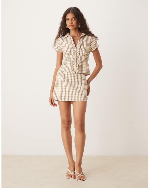 Minifalda Marrón Con Estampado A Cuadros Solla De Motel de color Natural