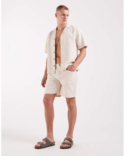 ASOS Natural Co-Ord Textured Shirt for men