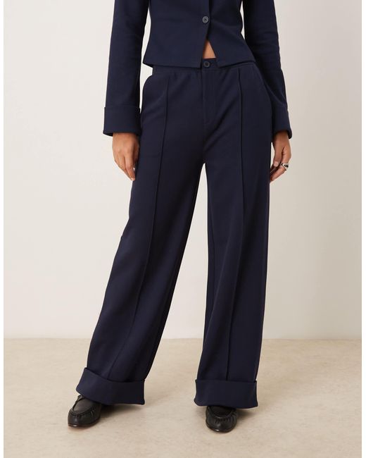 ASOS Blue Interlock Turnback Hem Sweatpants