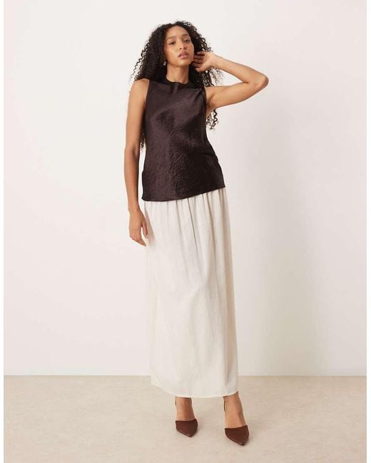 Mango Black Sleeveless Crushed Satin Top