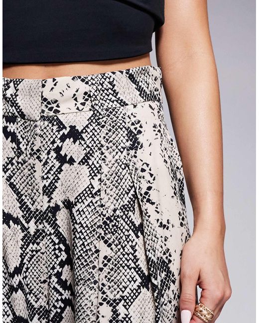 River Island Gray Snake Print Flare Trouser
