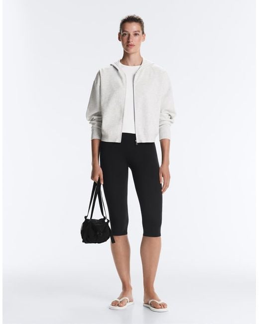 Oysho White Hooded Knit Jacket