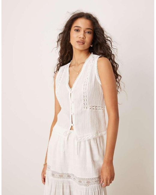 ASOS Natural Lace Trim Waistcoat