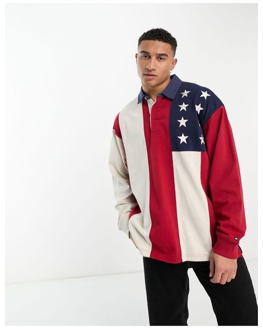 Tommy Hilfiger X Shawn Mendes Long Sleeve American Flag Rugby Shirt in