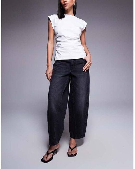 River Island Blue Elasticated Barrel Jeans