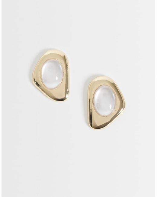 Accessorize White Stone Molten Shield Stud Earrings