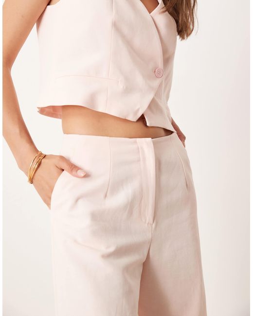 ASOS Natural Linen Blend Clean Bermuda Shorts