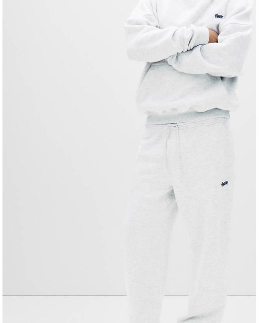 Pull&Bear White Stwd Tracksuit Bottoms for men