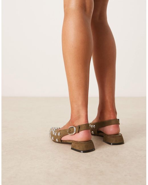 ASOS Natural Leonora Studded Slingback Ballets