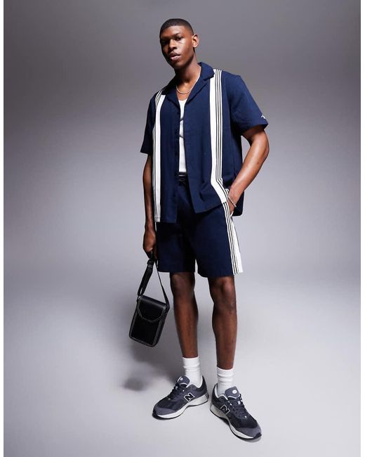 Camicia A Maniche Corte Con Righe di Alma de Ace in Blue da Uomo
