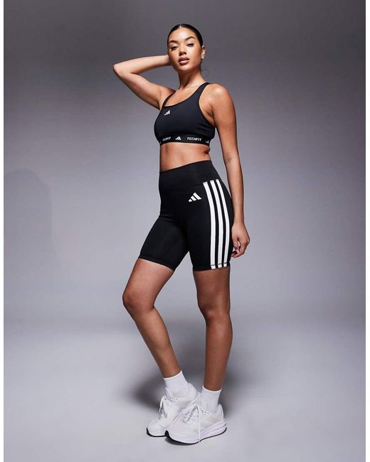 Adidas Originals Black Adidas Training Tech Fit Mid Support Bra