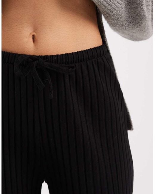 Miss Selfridge White Rib Wide Leg Trouser