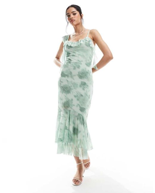 New Look Green Asymmetric Midi Dress