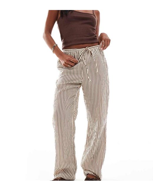 Pantalones Marrones A Rayas De Pernera Ancha De -Marrón New Look de color Natural