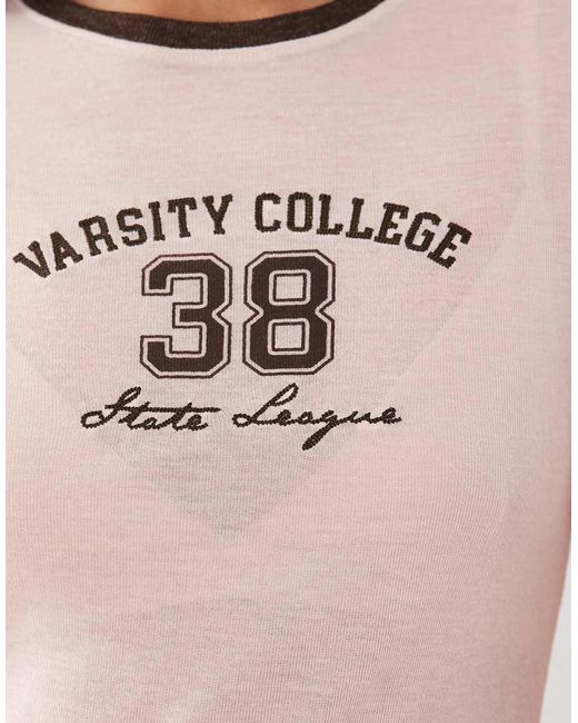 Cotton On Pink Long Sleeve Sporty Graphic Jersey Top