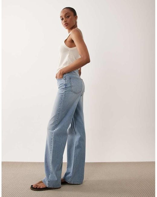 ASOS Blue Asos Design Tall Straight Wide Leg Jeans
