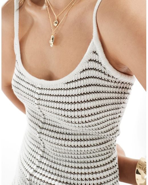 ASOS White Knitted Strappy Midaxi Dress
