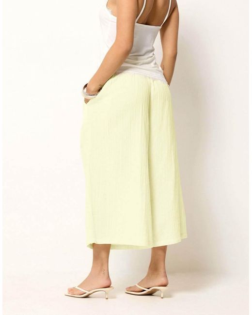 PixieGirl Natural Petite Cheesecloth Cropped Wide Leg Trousers